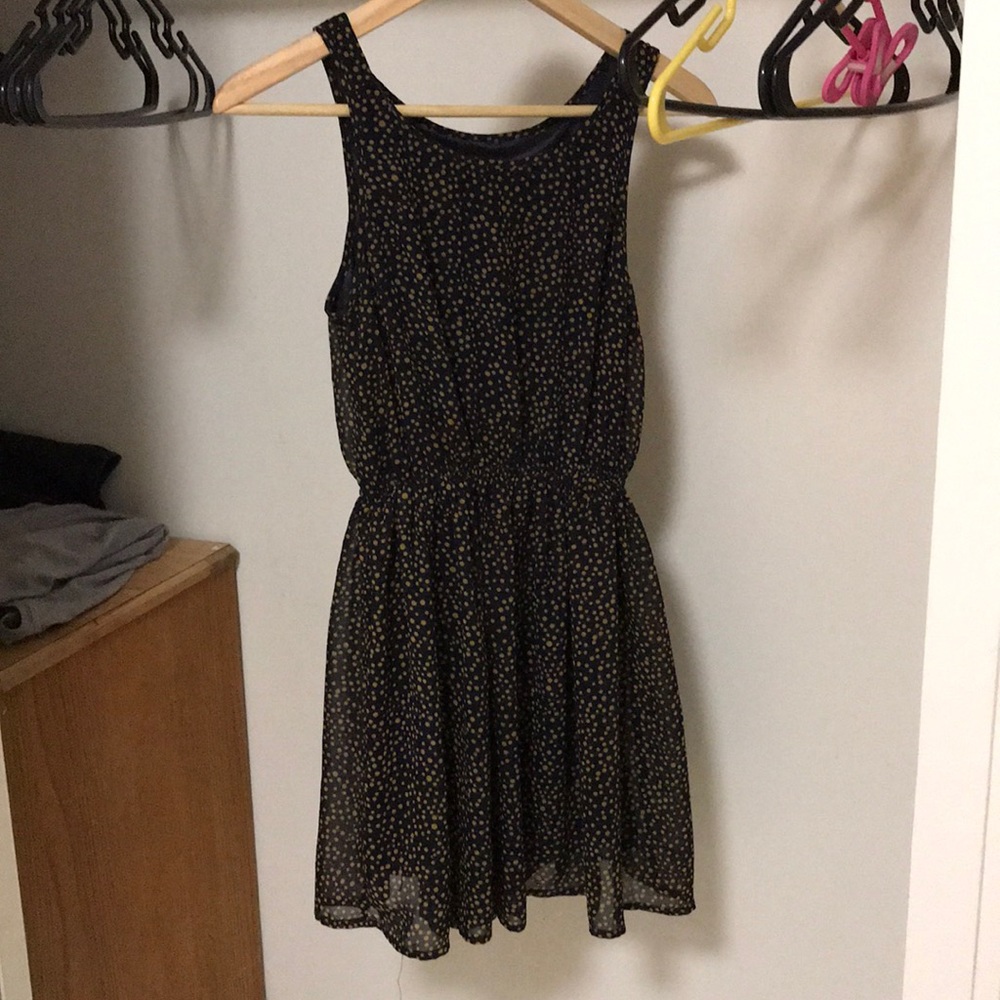 Navy Yellow Polka Dot Dress